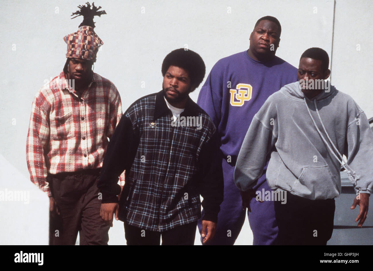 Istruzione superiore - die rebellen in einer sozialkritischen Gruppenstudie präsentiert John Singleton die Probleme farbiger Jugendlicher in Los Angeles. Szene mit Malik William (OMAR EPPS), SHORTY, Fudge (cubo di ghiaccio) und timori (BUSTA RHYMEZ). Regie: John Singleton aka. Istruzione superiore Foto Stock