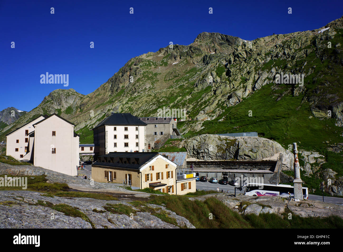 Gran San Bernardo, lato svizzero, Alpi del Vallese, Svizzera Foto Stock