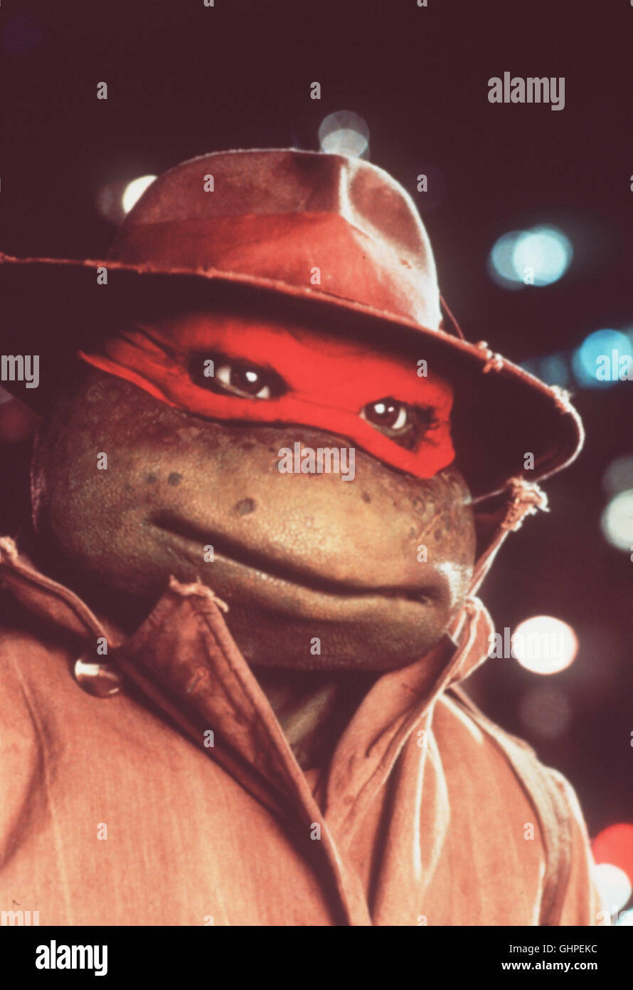 Le Tartarughe Marine - Durch radioaktiven Schlamm in der New Yorker Kanalisation wurden vier kleine SchildKröten zu aufrechtgehenden, hochintelligenten tartarughe. Ihr Mentor ist Splinter, eine weise Ratte, die ihnen den japanischen Schwertkampf lehrte ... Foto: Szene. Regie: Steve Barron aka. Teenage Mutant Ninja Le Tartarughe Marine Foto Stock