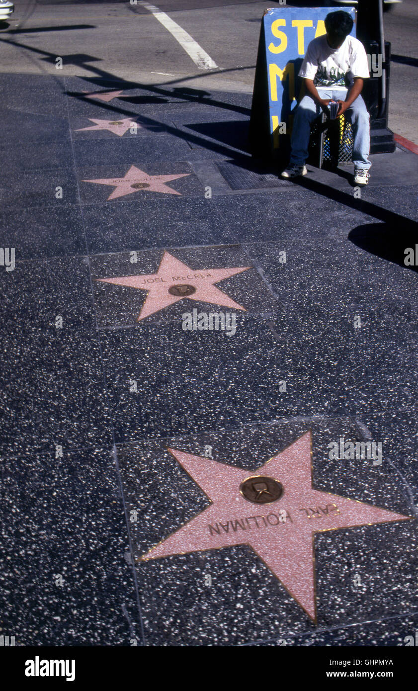 Hollywood Blvd. con stelle e mappa venditore Foto Stock