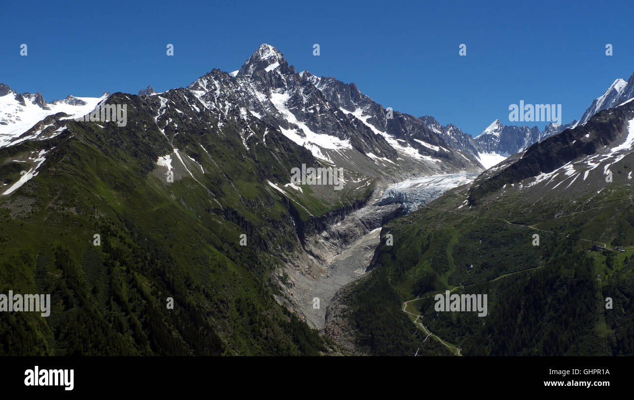 Aiguille de Chardonnet, il ghiacciaio d'Argentiere, Chamonix Mont Blanc, Rodano Alpi, Haute Savoie, Francia Foto Stock