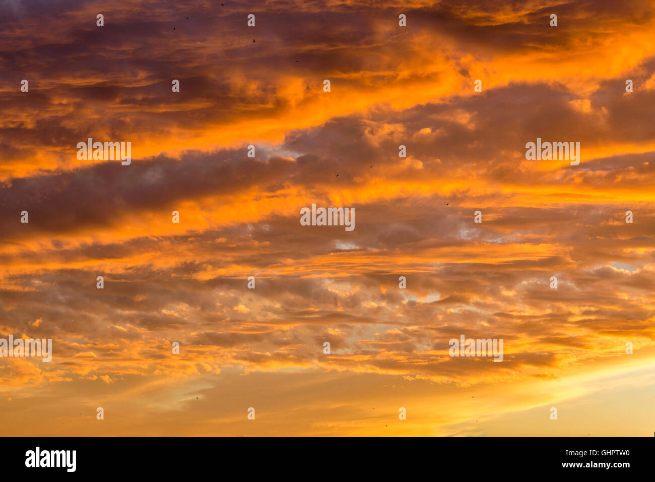 Tramonto spettacolare Sky con nuvole arancione Foto Stock