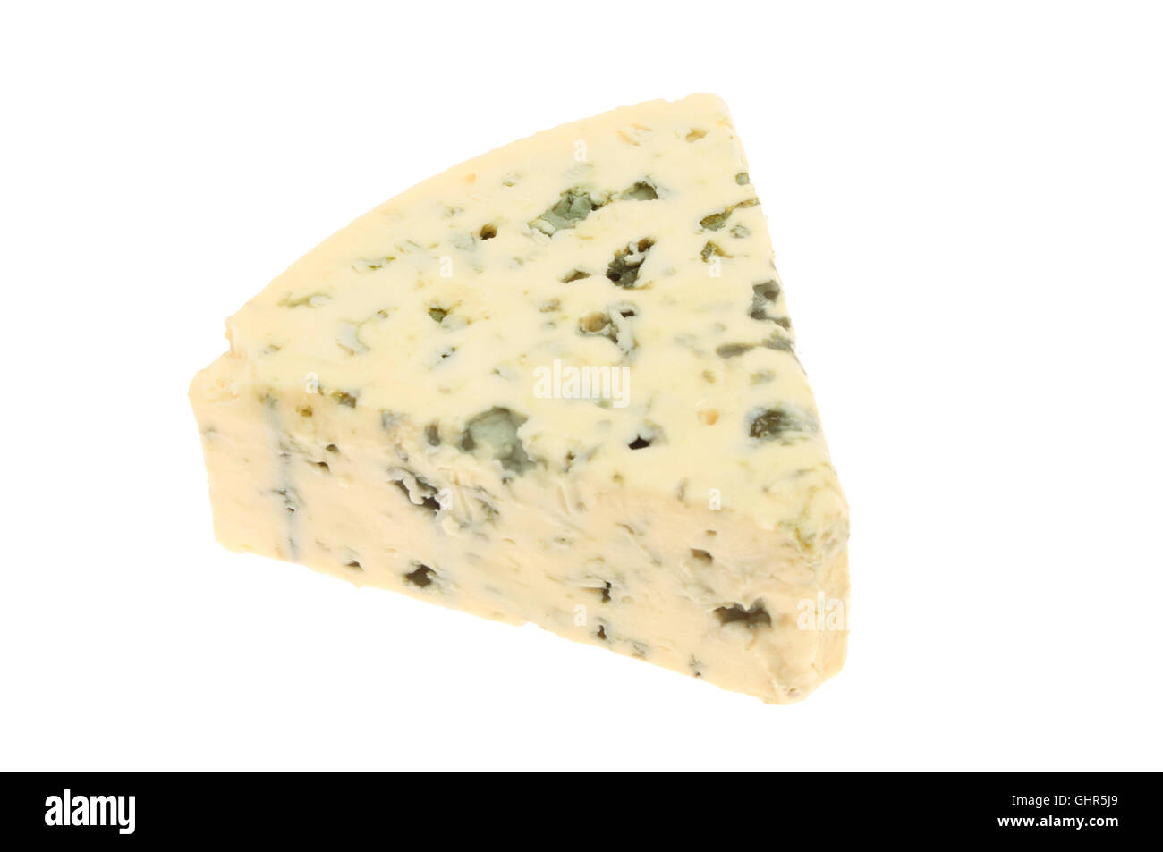 Cuneo danese di formaggio blu isolata contro bianco Foto Stock