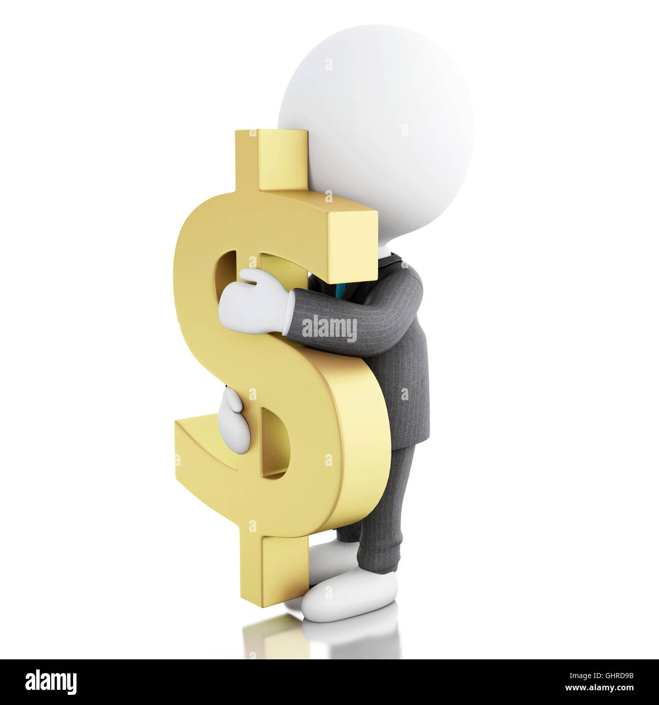 3d'illustrazione. Imprenditore con un simbolo del dollaro. Il concetto di business. Isolato sfondo bianco Foto Stock