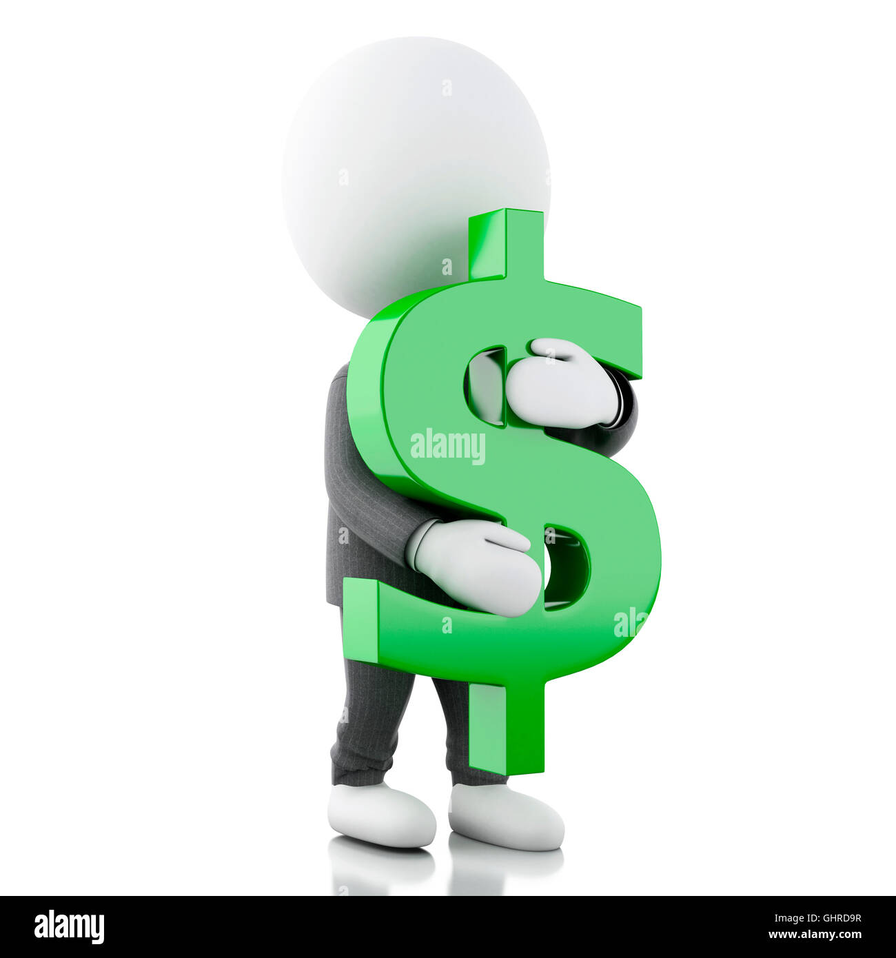 3d'illustrazione. Imprenditore con un simbolo del dollaro. Il concetto di business. Isolato sfondo bianco Foto Stock