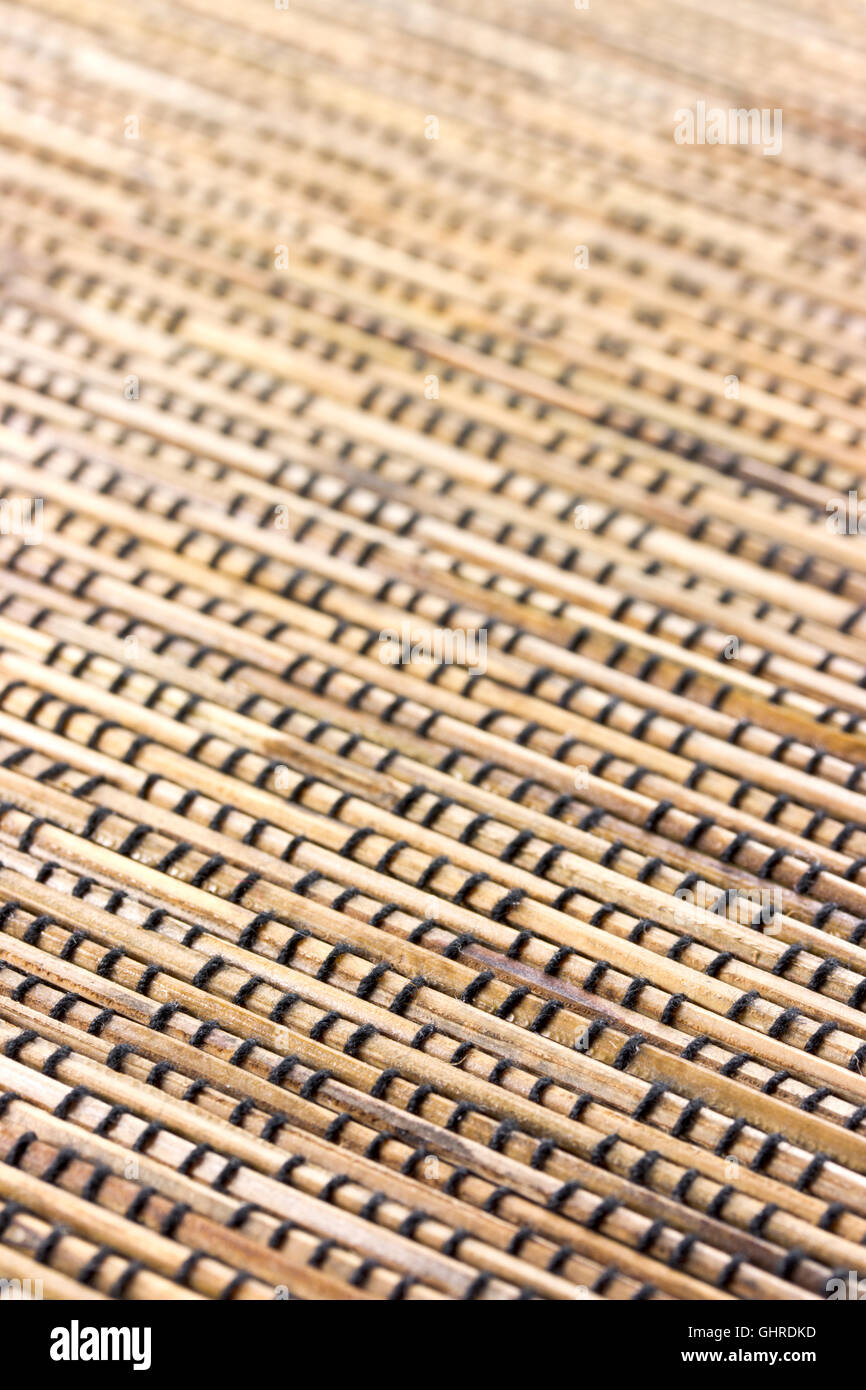 Primo piano della stuoia di bambù sfondo Foto Stock