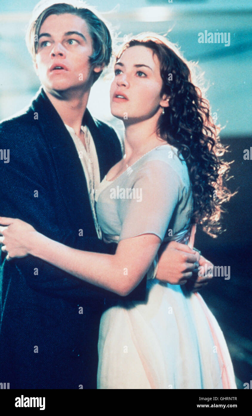 TITANIC Leonardo Di Caprio (Jack Dawson), Kate Winslet (Rose deWitt Bukater) Regie: james cameron aka. Titanic Foto Stock