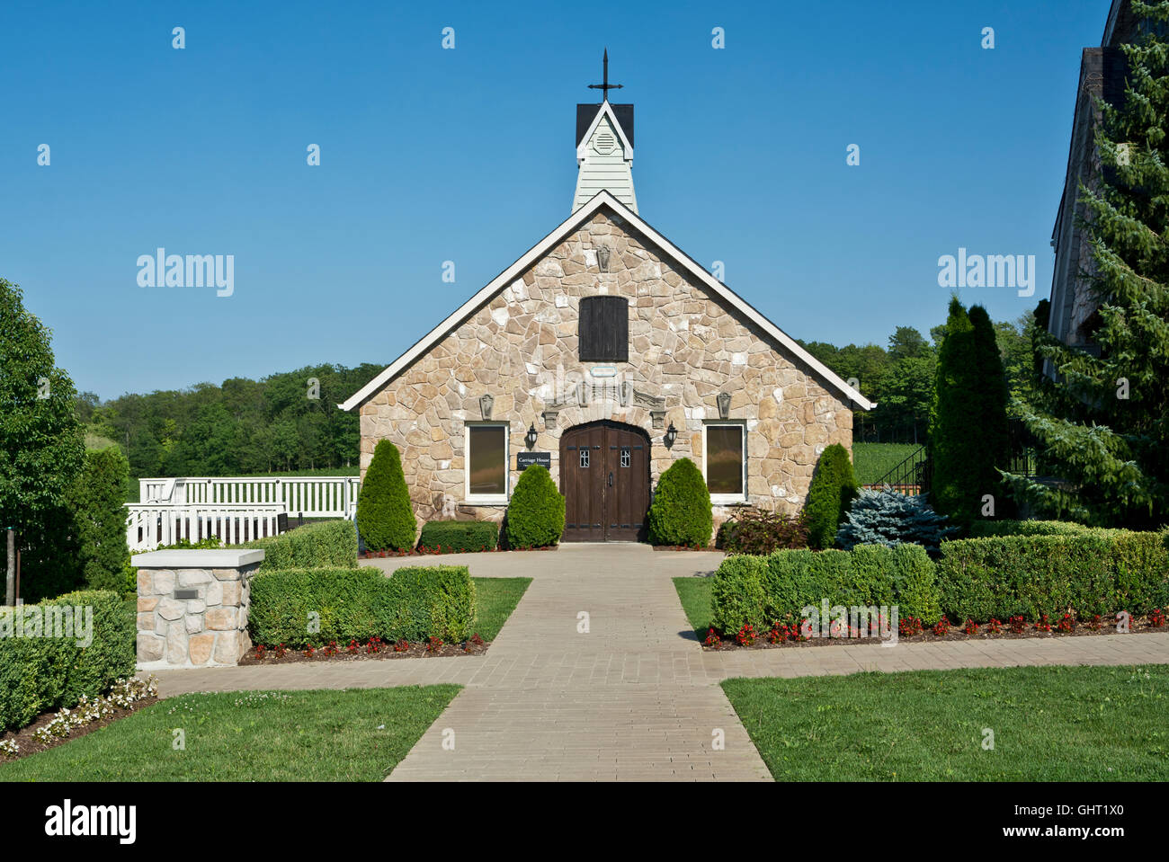 Carriage House Building a Vineland Estates Winery in Vineland, Ontario, Canada, in Niagara Peninsula. Foto Stock