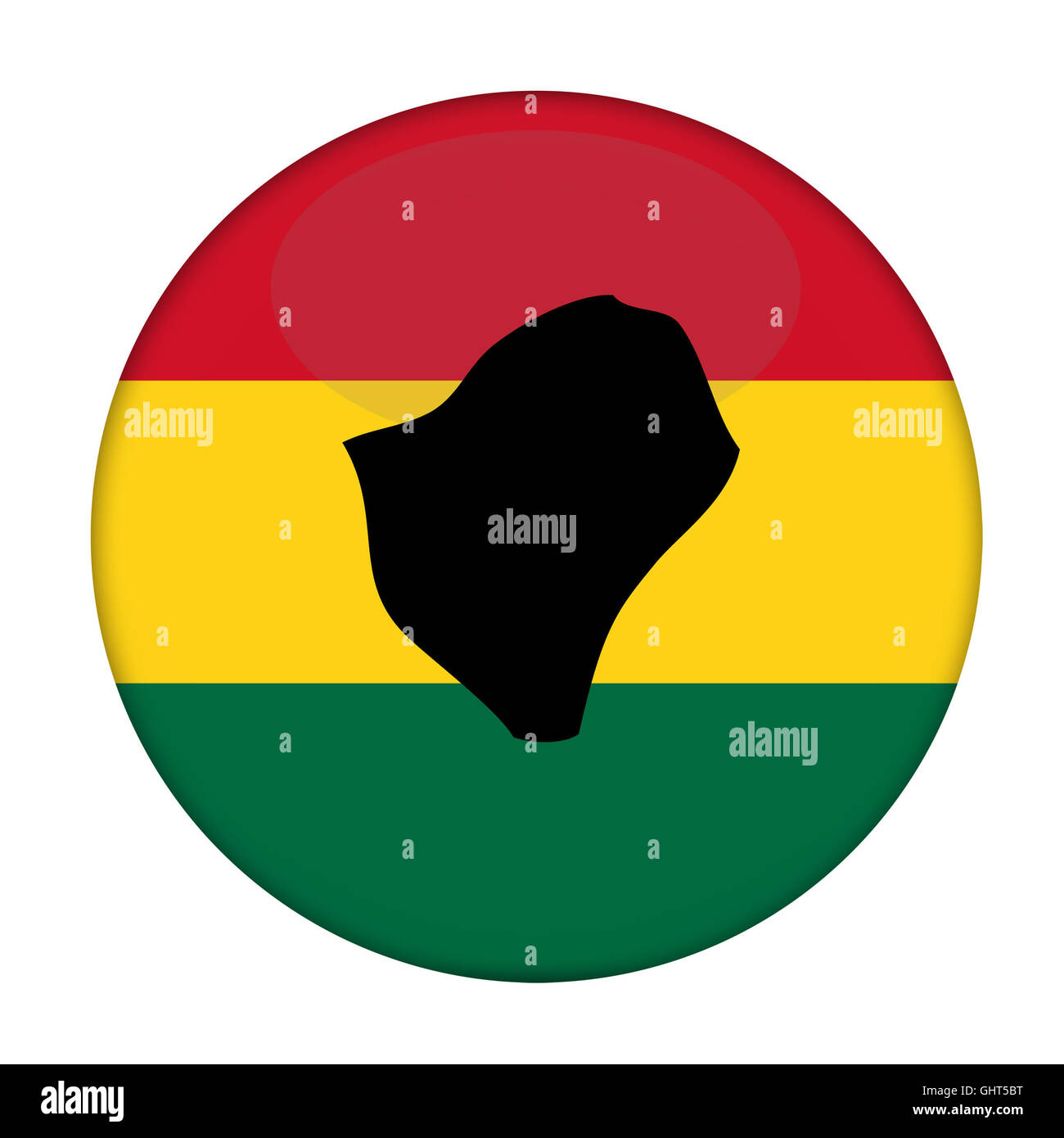 Mappa di Burundi su un Rastafarian bandiera pulsante, sfondo bianco. Foto Stock