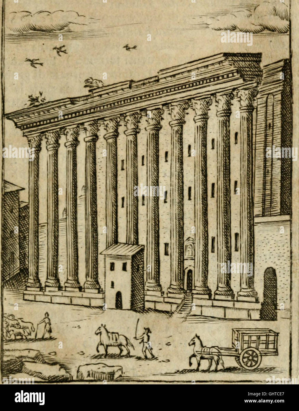Ritratto di Roma antica - nel qvale sono figvrati i principali tempij, theatri, anfiteatri, cerchi, naumachie, archi trionfali, curie, basiliche, colonne, ordine del trionfo, dignita militari, e Foto Stock