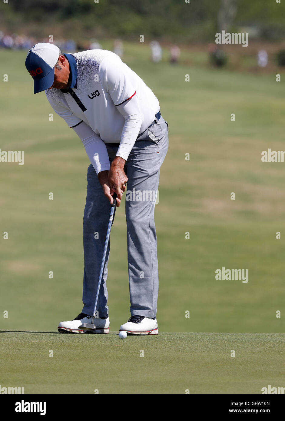 Rio de Janeiro, Brasile. 11 Agosto, 2016. Rio Olympics Golf - Matt Kuchar degli Stati Uniti (USA) durante la controversia al Rio Olympics Golf 2016 tenutasi presso l'Olympic Campo da Golf. Credito: Foto Arena LTDA/Alamy Live News Foto Stock