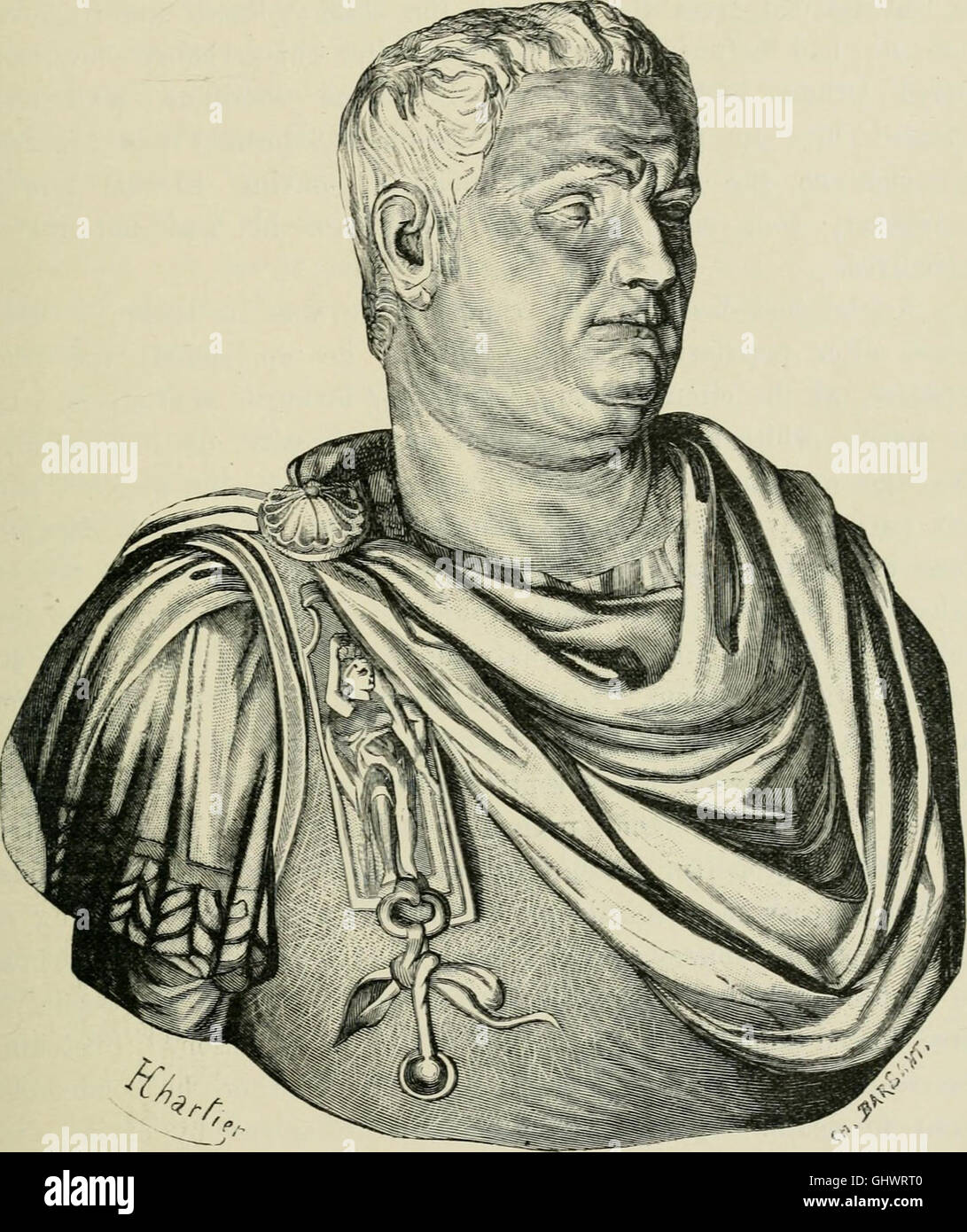 Questo lavoro del 1883 esamina un busto dell'imperatore Vitellio, fornendo un contesto storico al suo regno. Discute il suo ruolo nell'anno dei quattro imperatori e il suo breve periodo come sovrano di Roma, aggiungendo alla comprensione della storia imperiale romana e delle sue figure chiave. Foto Stock