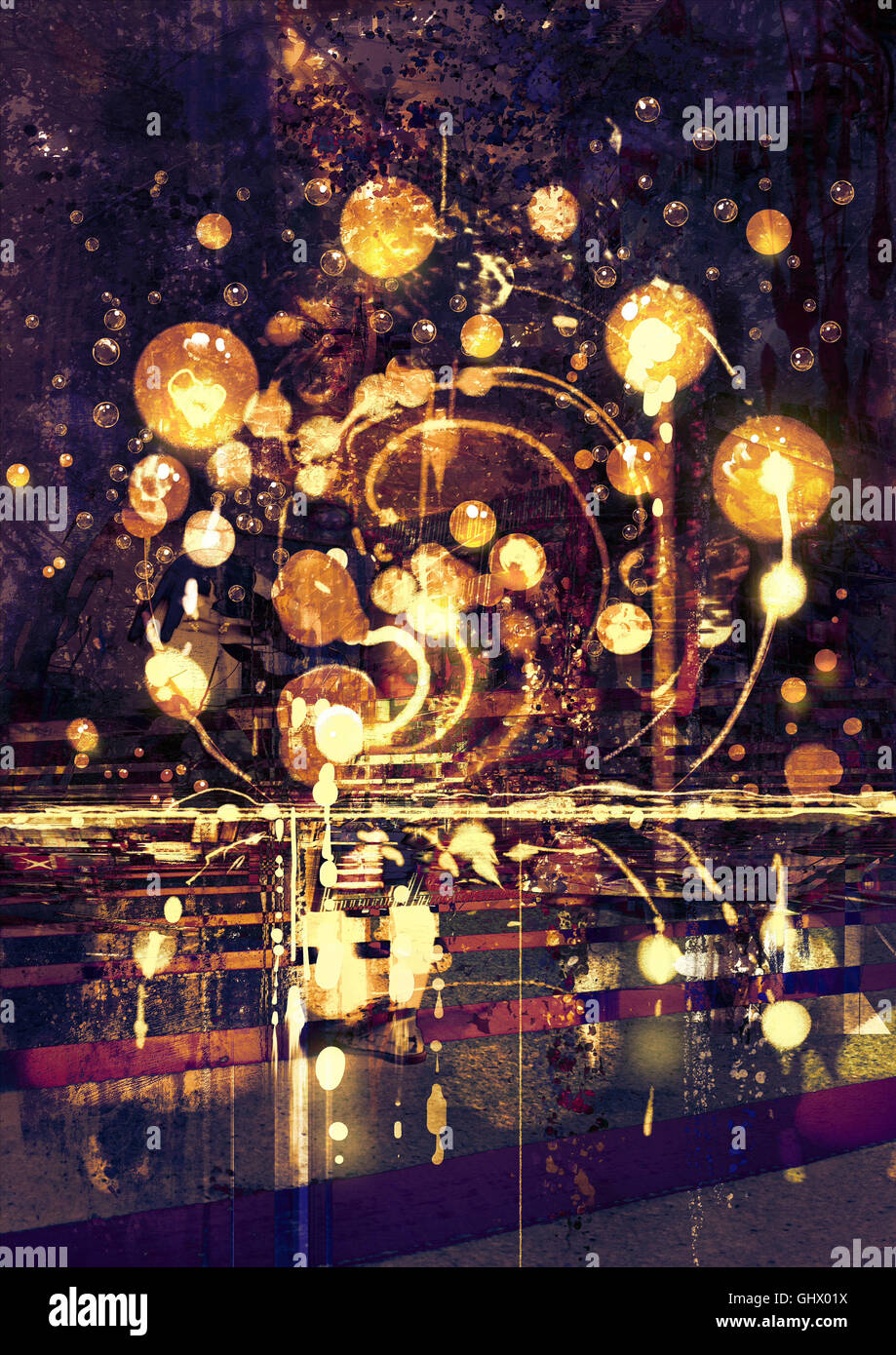 Lampadina della luce,pittura astratta nozione Foto Stock