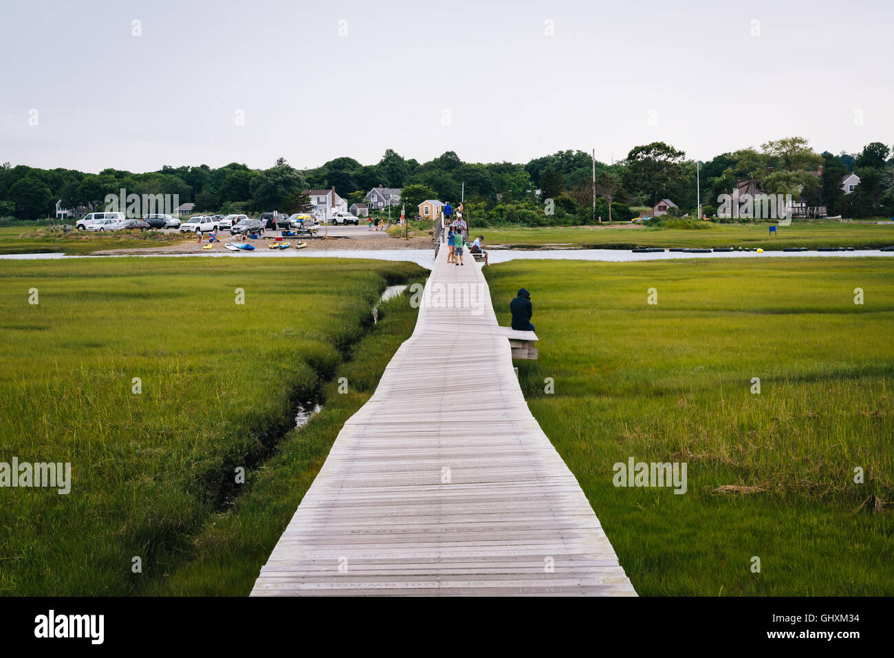 Il sandwich Boardwalk, in sandwich, Cape Cod, Massachusetts. Foto Stock