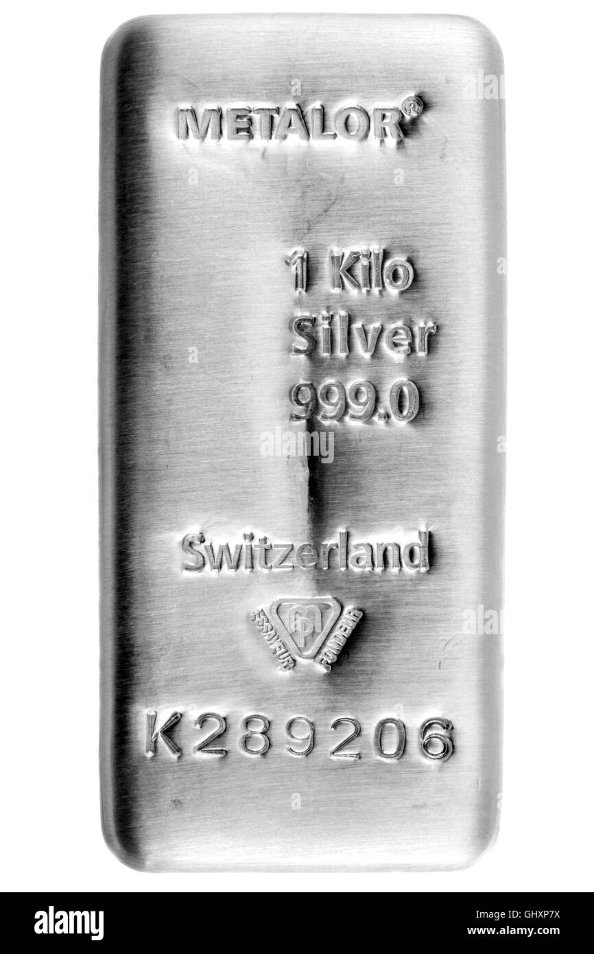 1 kilo Metalor fine silver bullion Bar Foto Stock