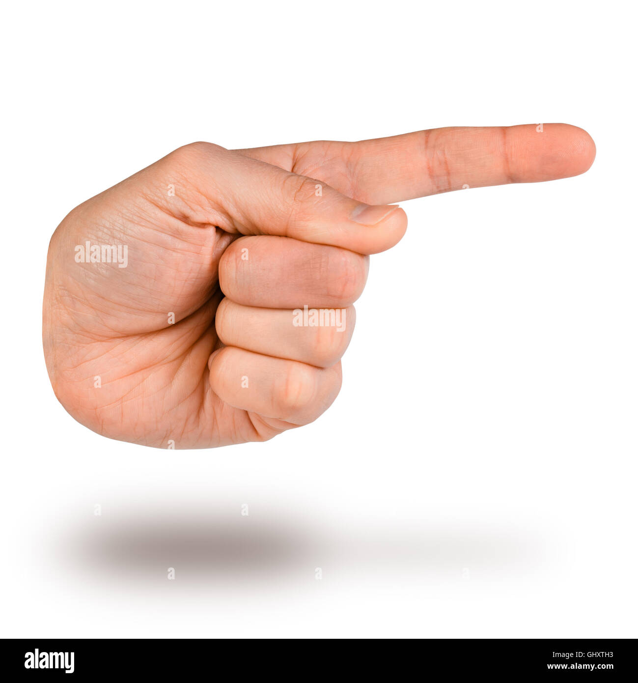 Il puntatore a forma di mano. Mani puntare il dito e la relativa icona. Foto Stock