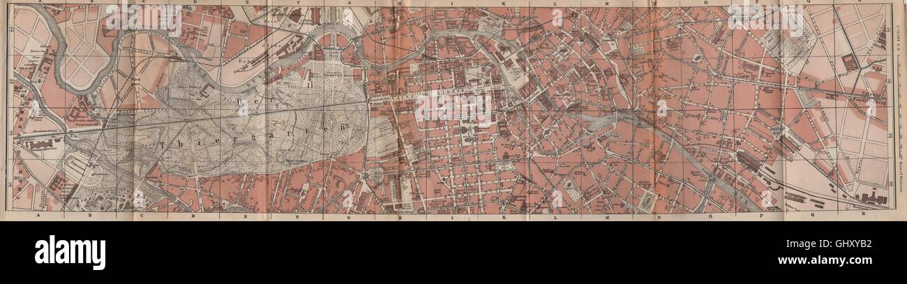 Berlino centro città city stadtplan. Il Tiergarten Charlottenburg Moabit, 1886 Mappa Foto Stock