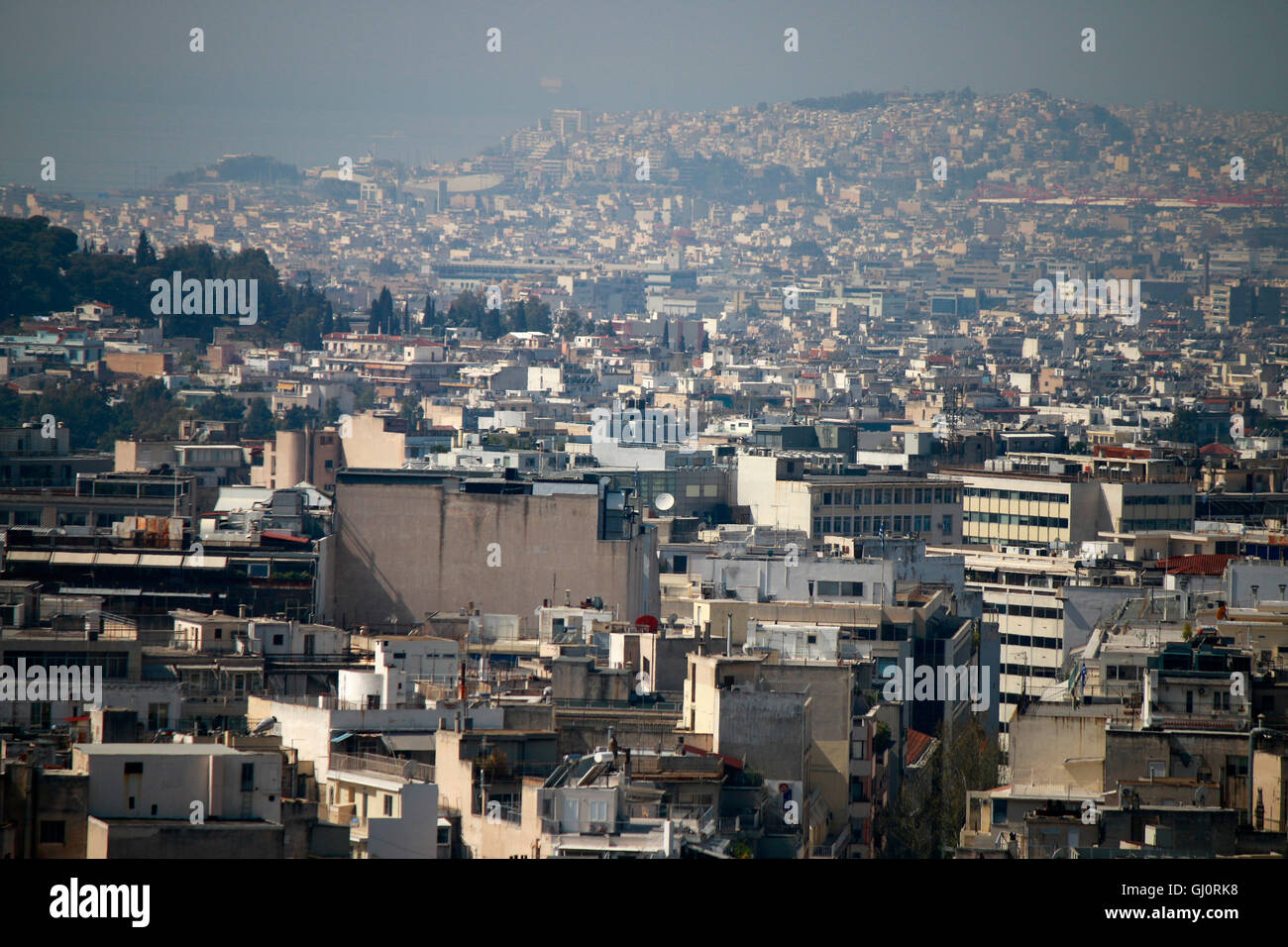 Skyline, Athen, Griechenland. Foto Stock