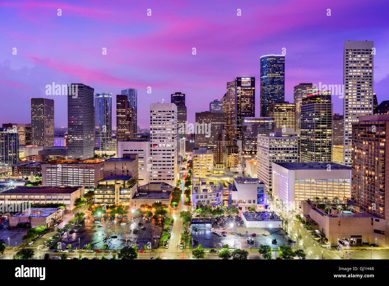 Houston, Texas, Stati Uniti d'America downtown skyline della citta'. Foto Stock