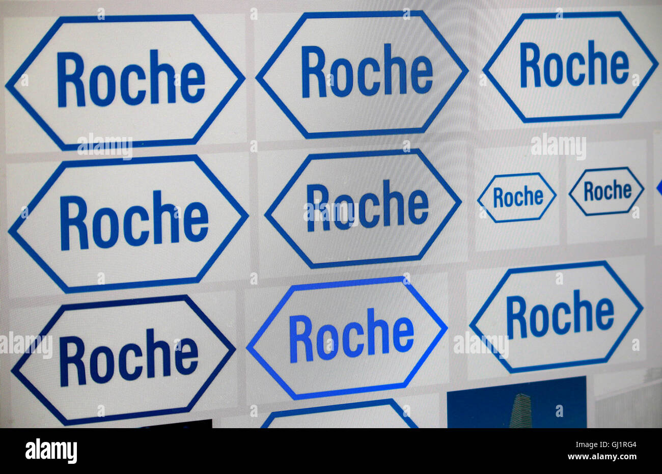 Loge der Marke "Roche", Berlino. Foto Stock