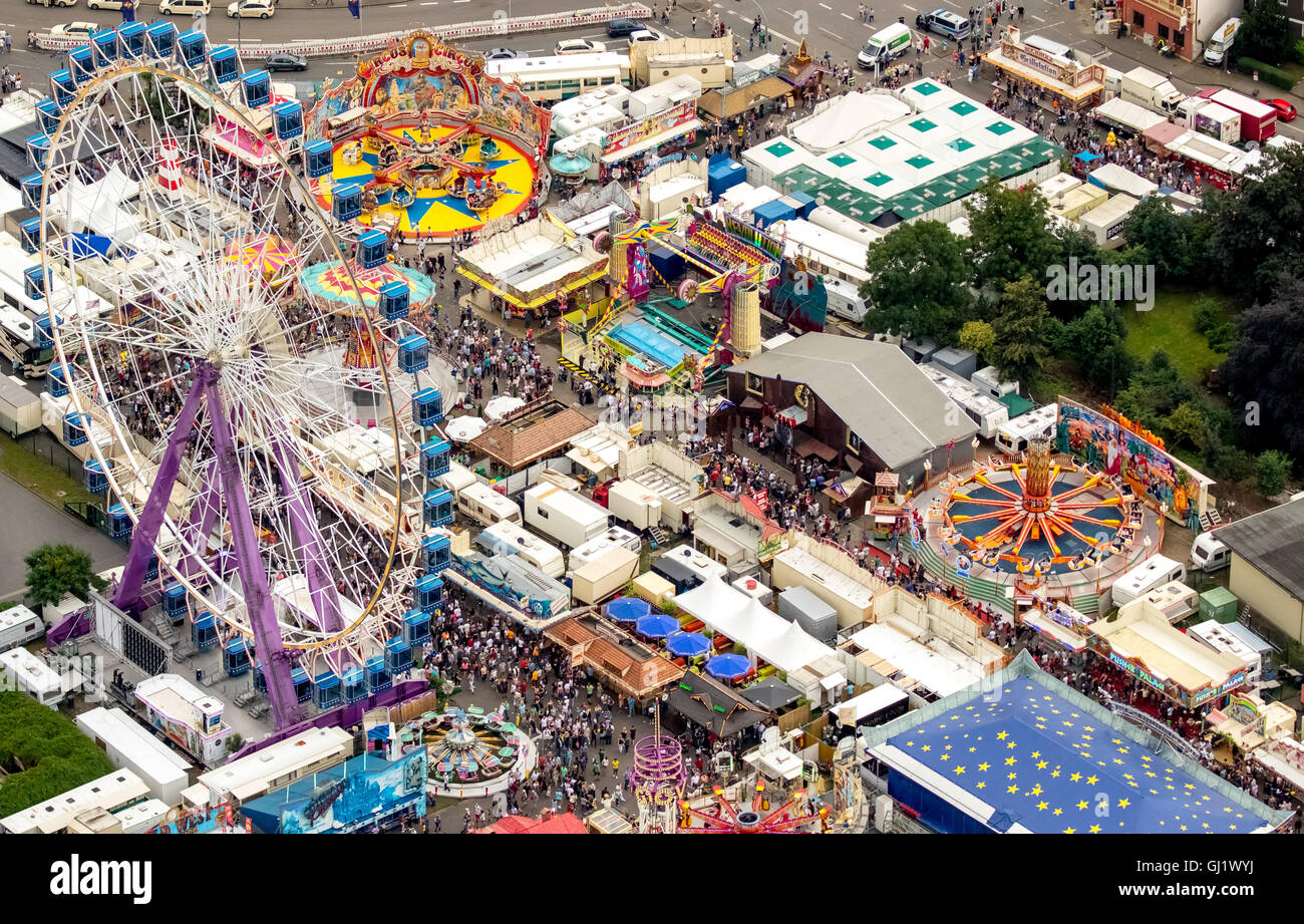 Vista aerea, Giant Ferris Wheel ruota Sky lounge, Cranger Kirmes 2016 più grande festival folk della Ruhr, Herne Crange, la zona della Ruhr Foto Stock