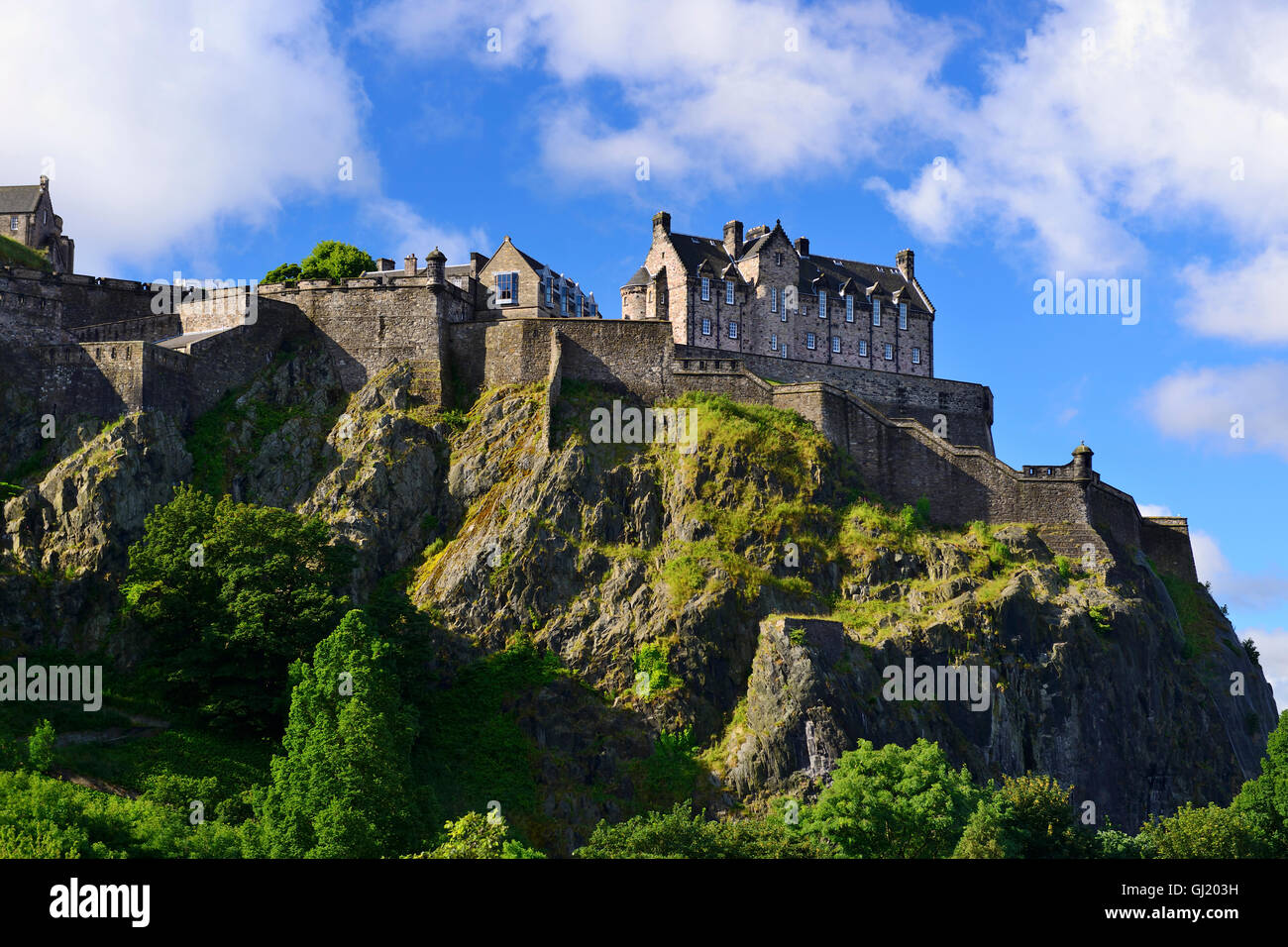 Il Castello di Edimburgo da Princes Street Gardens, Edimburgo, Scozia Foto Stock