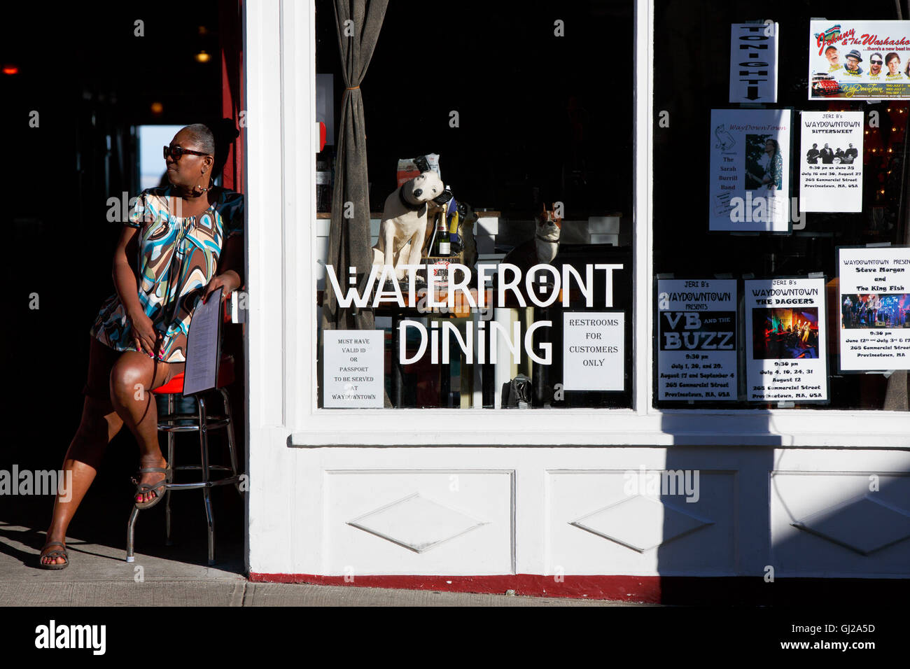 Hostess, ristorante, Commercial Street, a Provincetown, Massachusetts Foto Stock