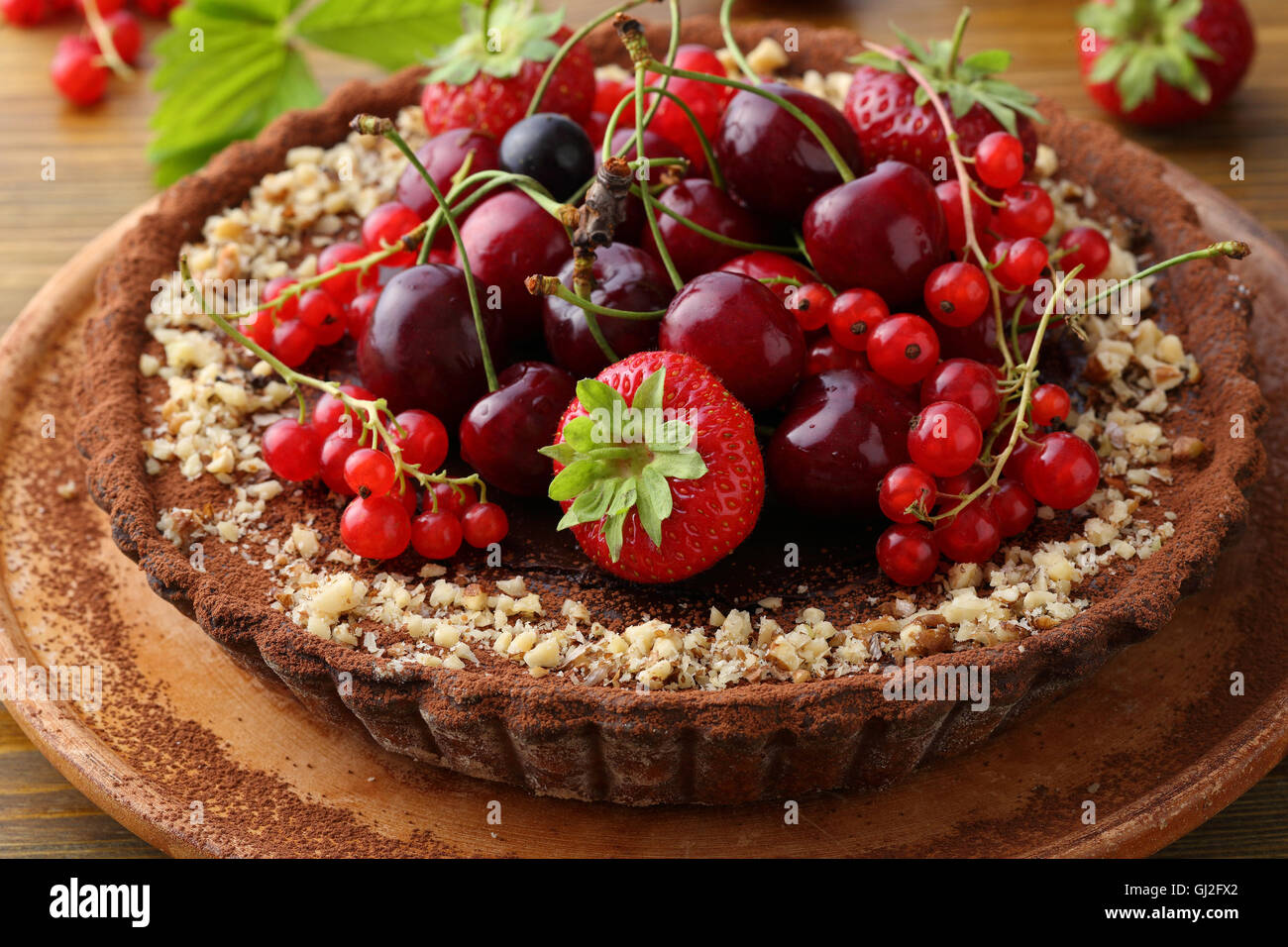 Berry torta estiva closeup, cibo dolce Foto Stock