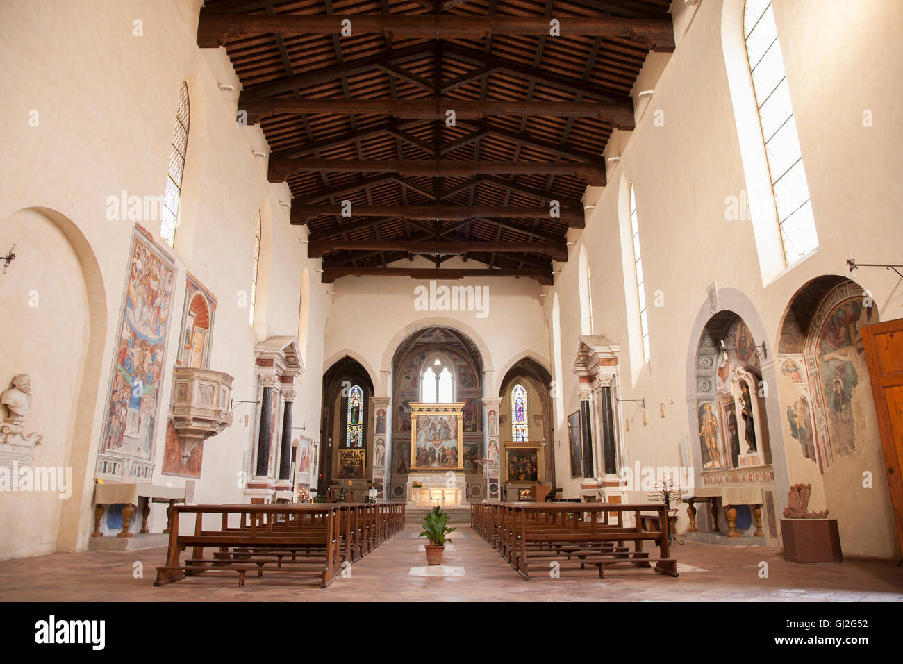 Sant'Agostino, San Gimignano; Toscana; Italia Foto Stock