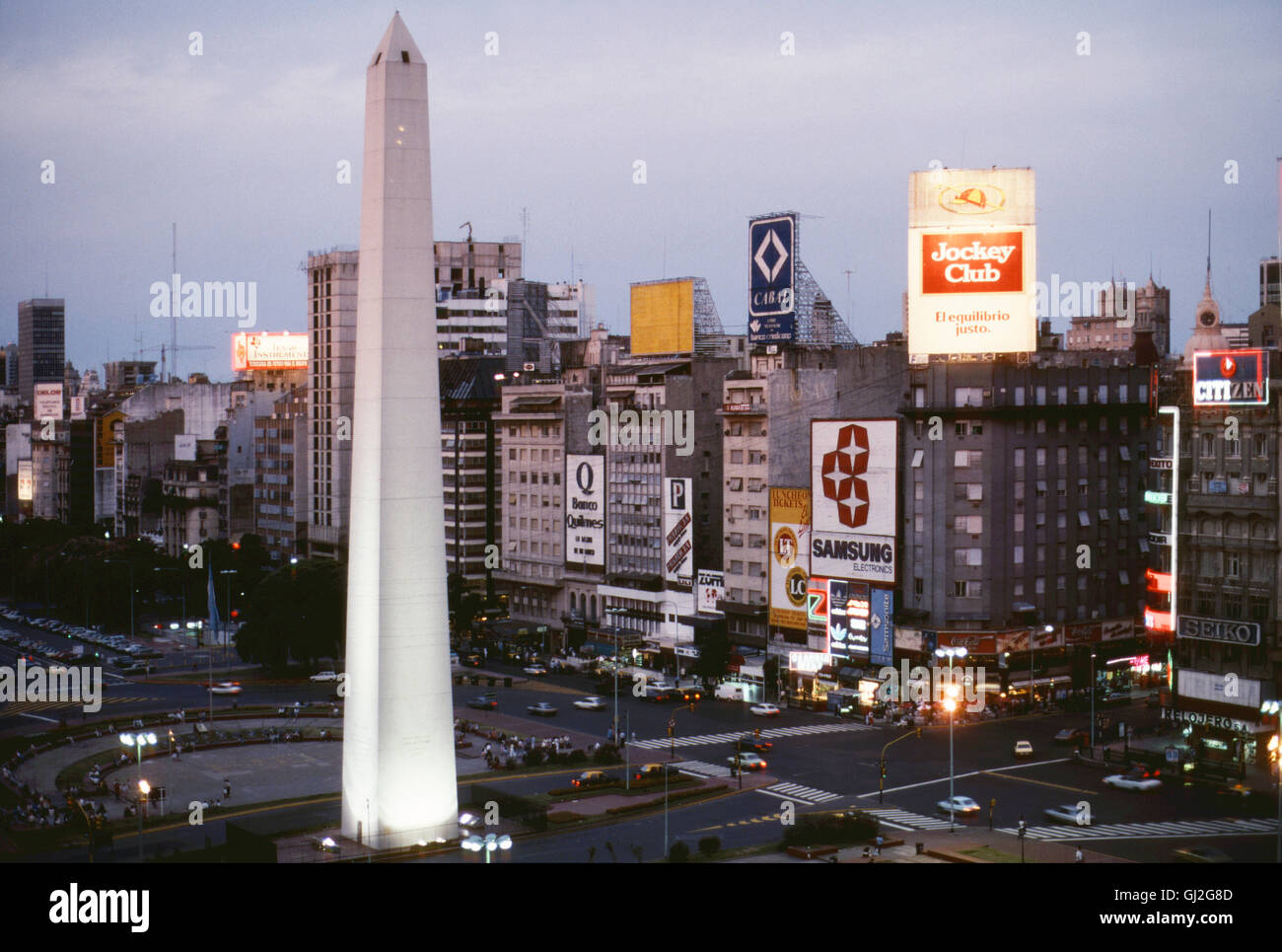 Obelisco, avenida 9 de julio, buenos aires, Argentina, Sud America Foto Stock