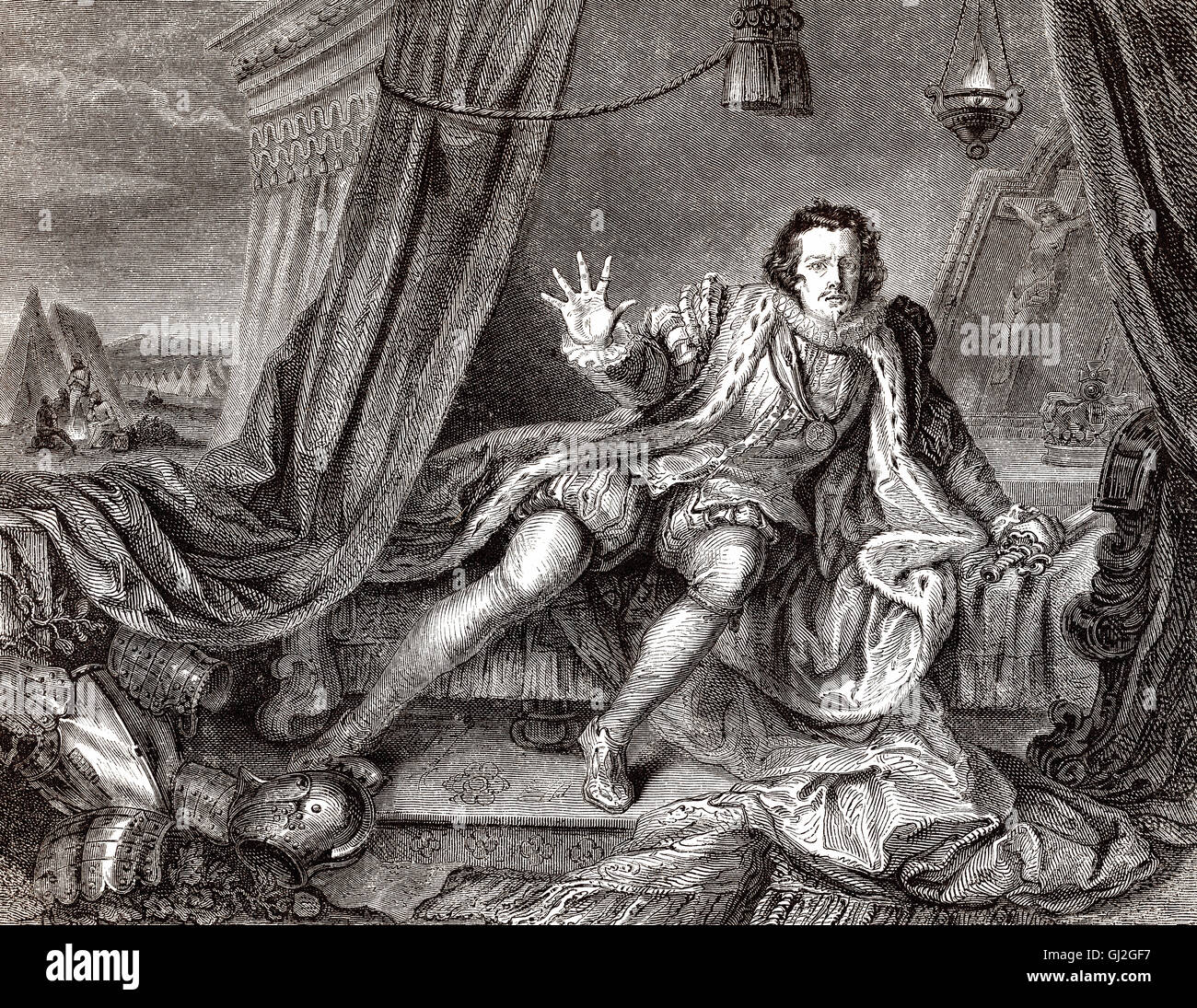 David Garrick, 1717-1779, un attore inglese, come Richard III Foto Stock