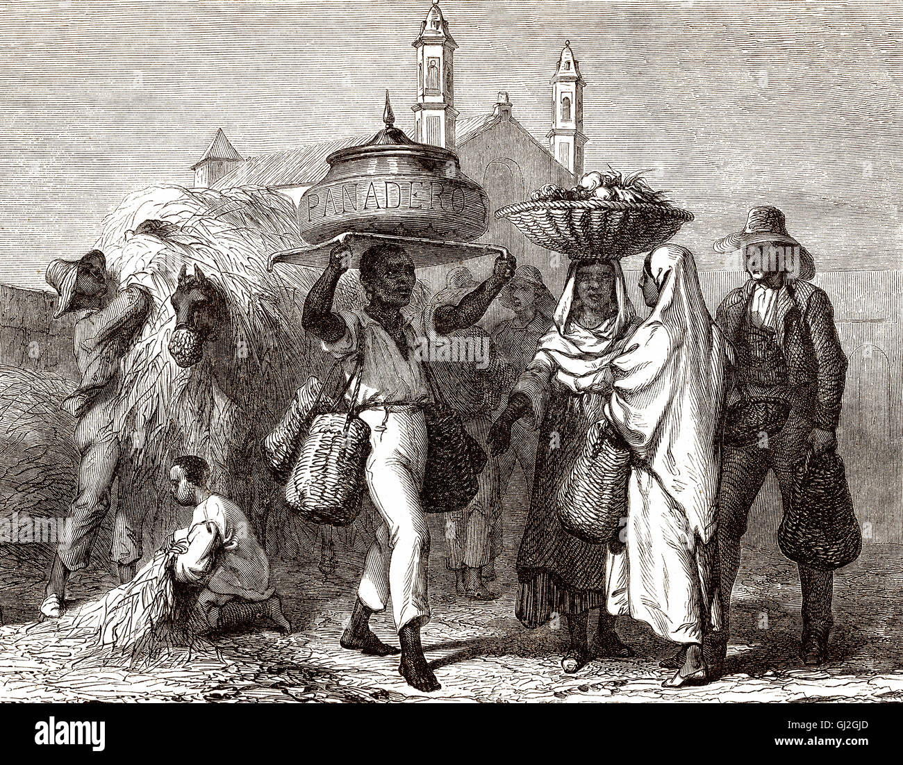 Baker vendita di pane, Cuba, secolo XIX Foto Stock