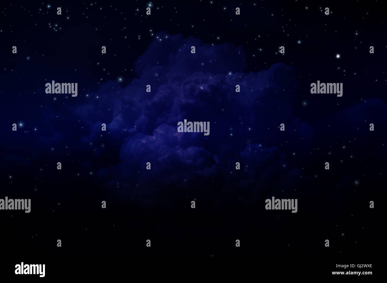 Cielo notturno con le stelle e le nuvole Foto Stock