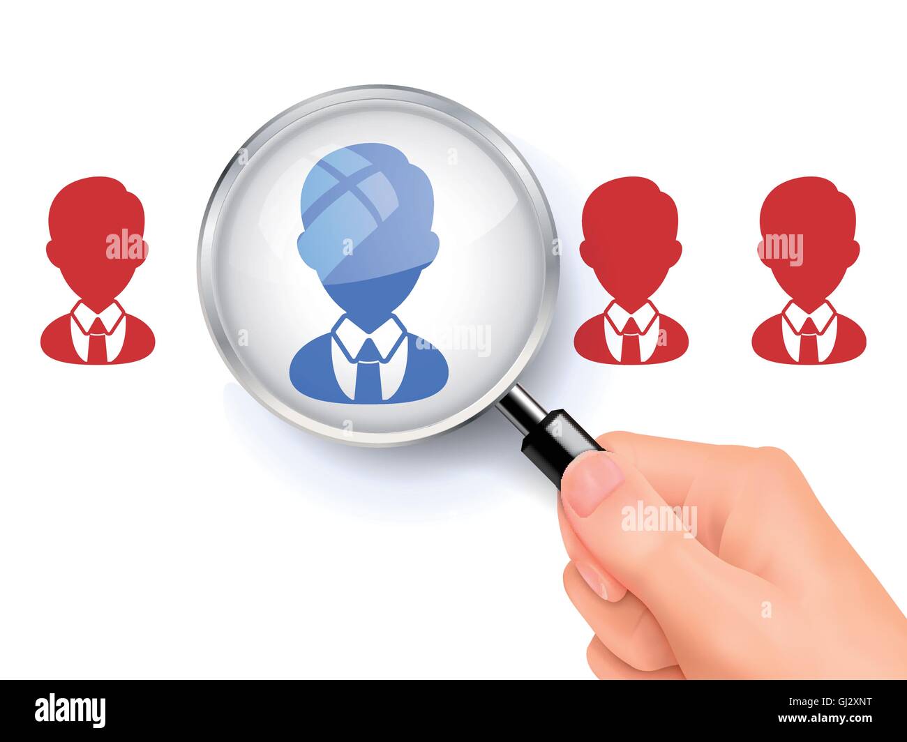 3D immagine della lente di ingrandimento sopra l'icona avatar Illustrazione Vettoriale