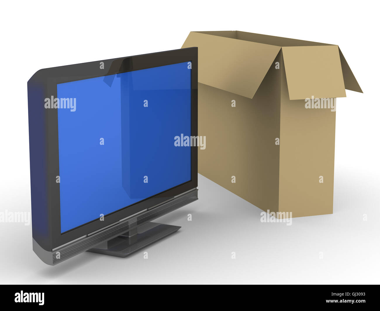 TV e box su sfondo bianco. Isolato immagine 3D Foto Stock