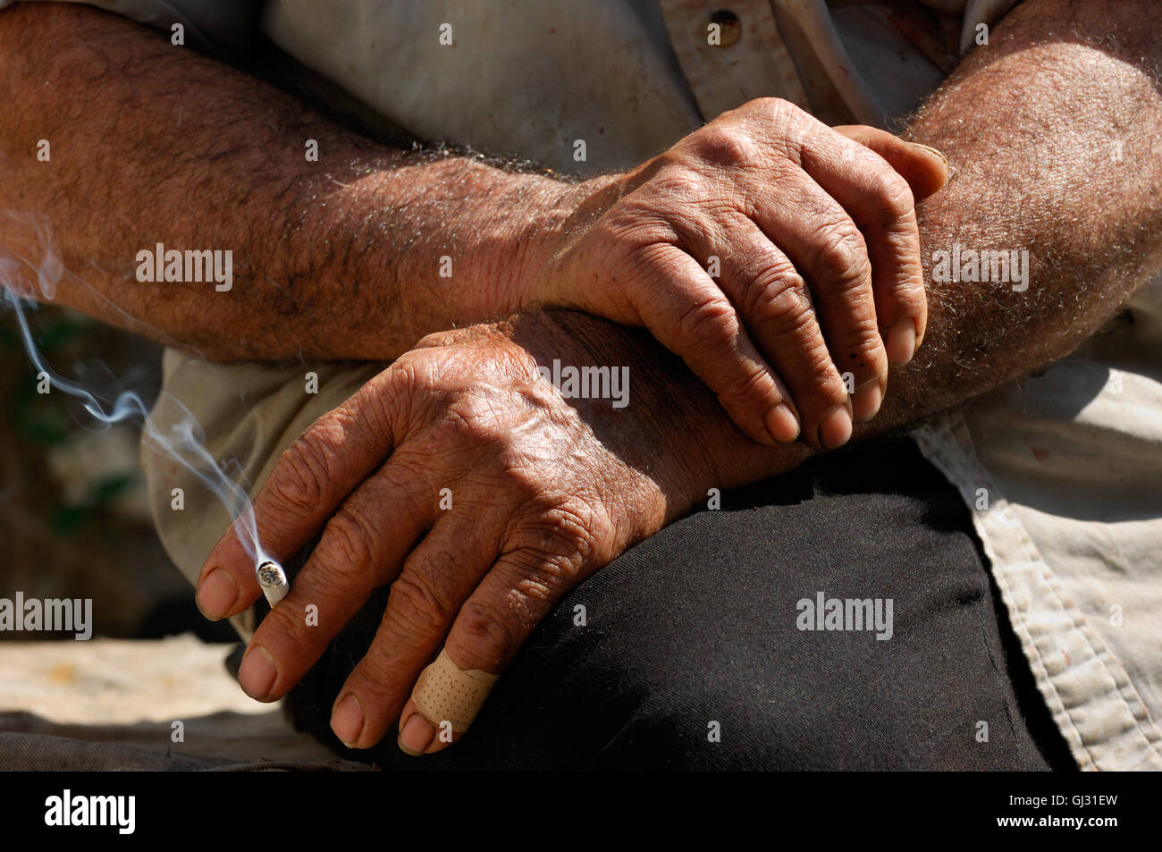Il disco ha lavorato le mani Foto Stock