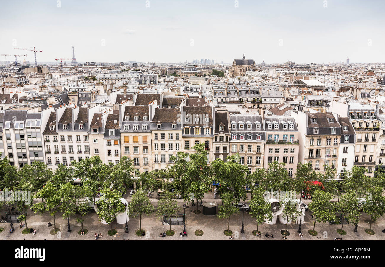 Vista dal Centro Georges Pompidou, Parigi, Francia Foto Stock