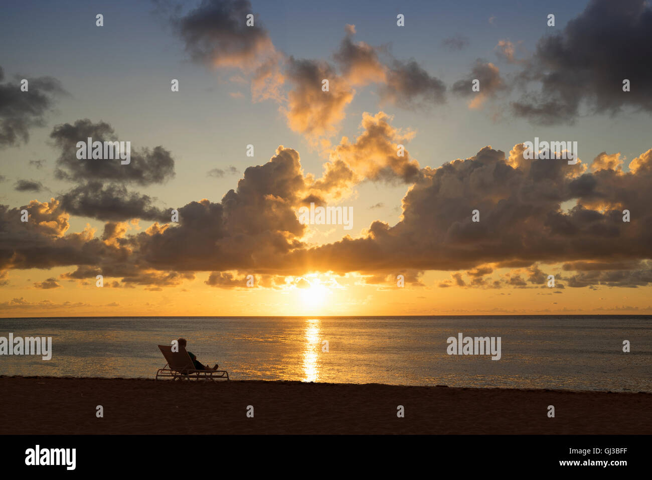 Tramonto sulla spiaggia di Miami, Florida, Stati Uniti d'America Foto Stock