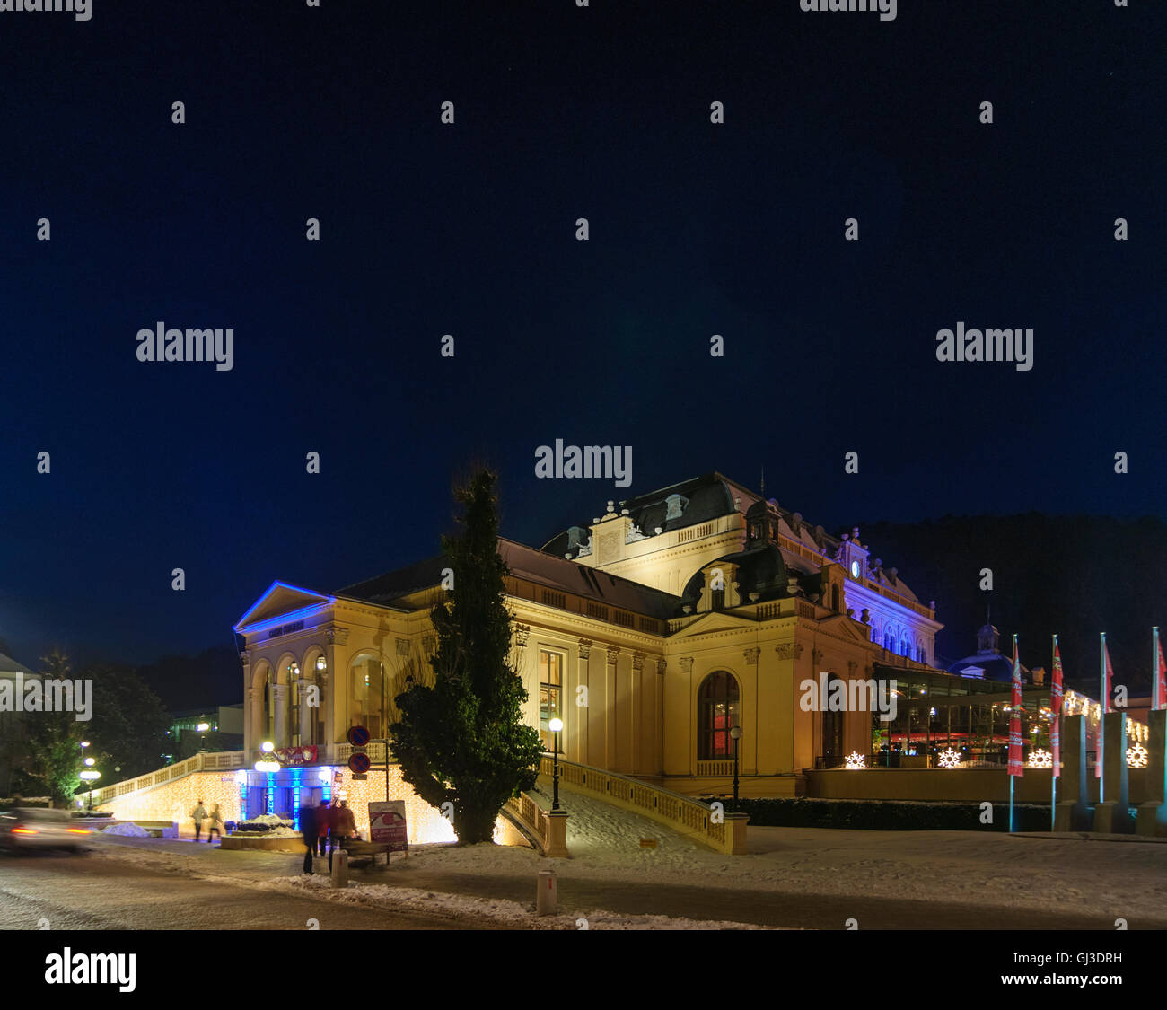 Baden: casino, mercato di Natale, Austria, Niederösterreich, Bassa Austria, Wienerwald, boschi di Vienna Foto Stock