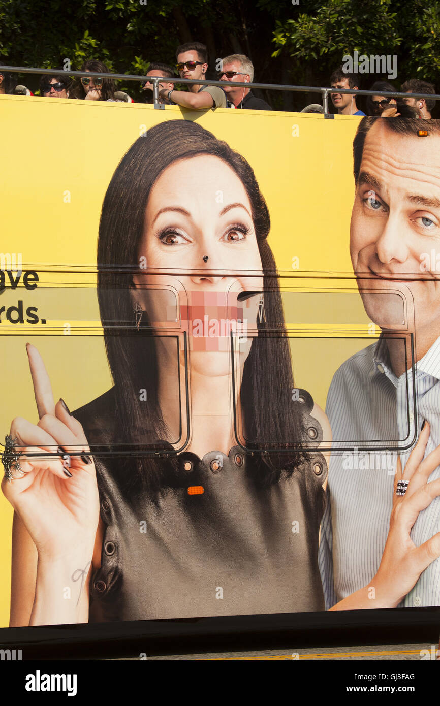 Annuncio di bus, Los Angeles, California, Stati Uniti d'America Foto Stock