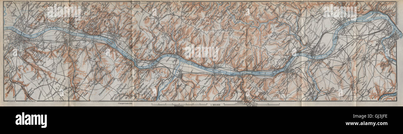 Reno/RHEIN. Bonn-Bad Godesberg-Remagen-Andernach-Neuwied-Koblenz, 1926 Mappa Foto Stock