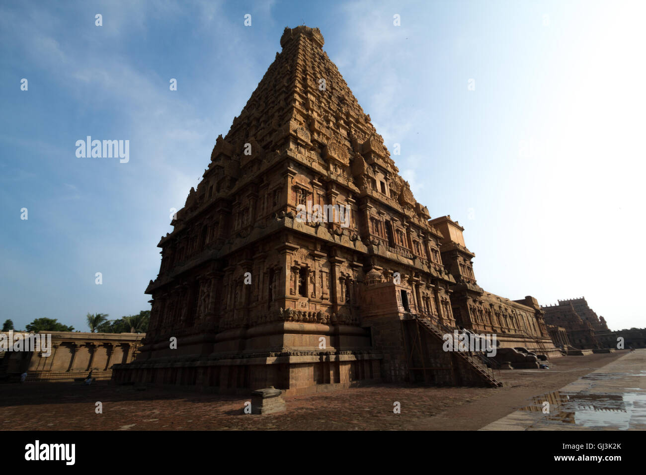 Vista laterale posteriore della Tanjavur Tempio Brihadeshwara,TamilNadu. India Foto Stock