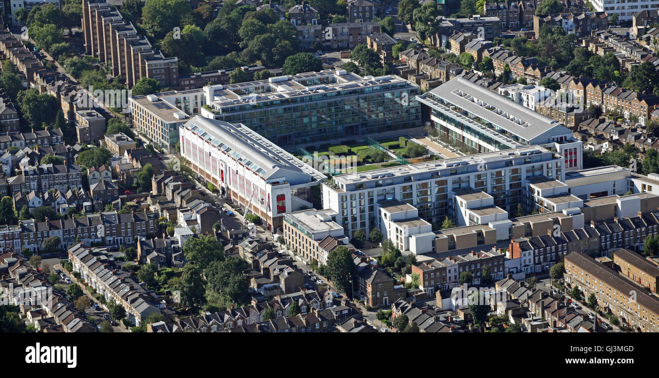 Veduta aerea della piazza di Highbury Sviluppo, ex sede dell'Arsenal FC, London N5 Foto Stock
