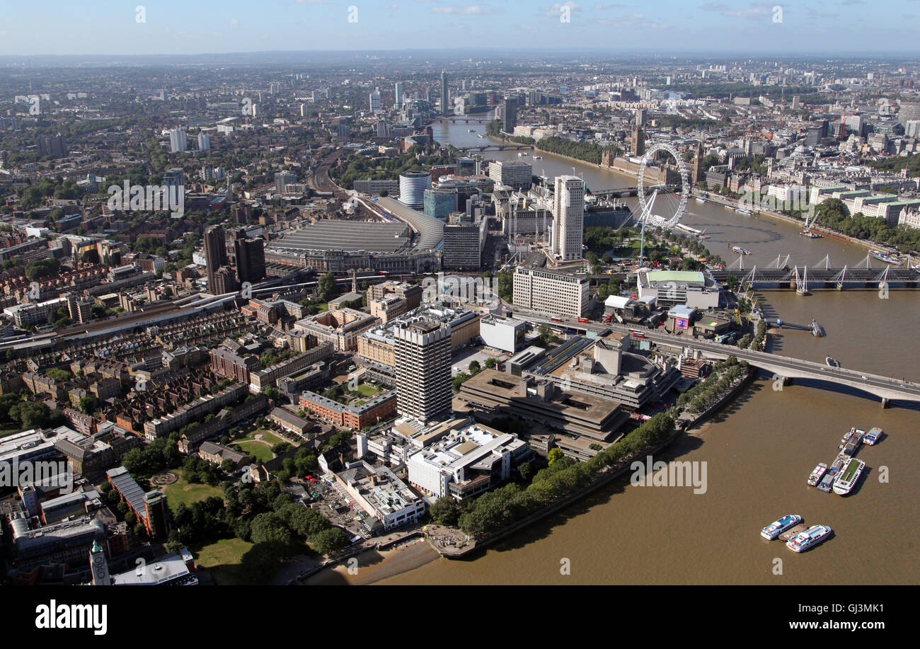 Una veduta aerea della London South Bank district SE1, Regno Unito Foto Stock