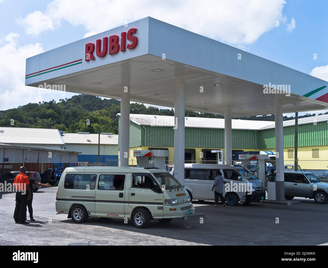 Dh ST LUCIA CARAIBI Rubis garage Caraibi benzina gas station Foto Stock