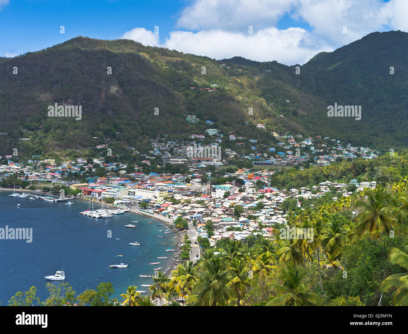 Dh Soufriere ST LUCIA CARAIBI vista della baia della città Foto Stock