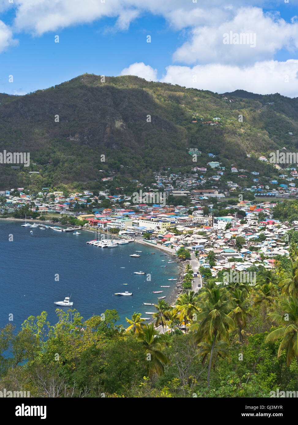 Dh Soufriere ST LUCIA CARAIBI vista della baia della città Foto Stock
