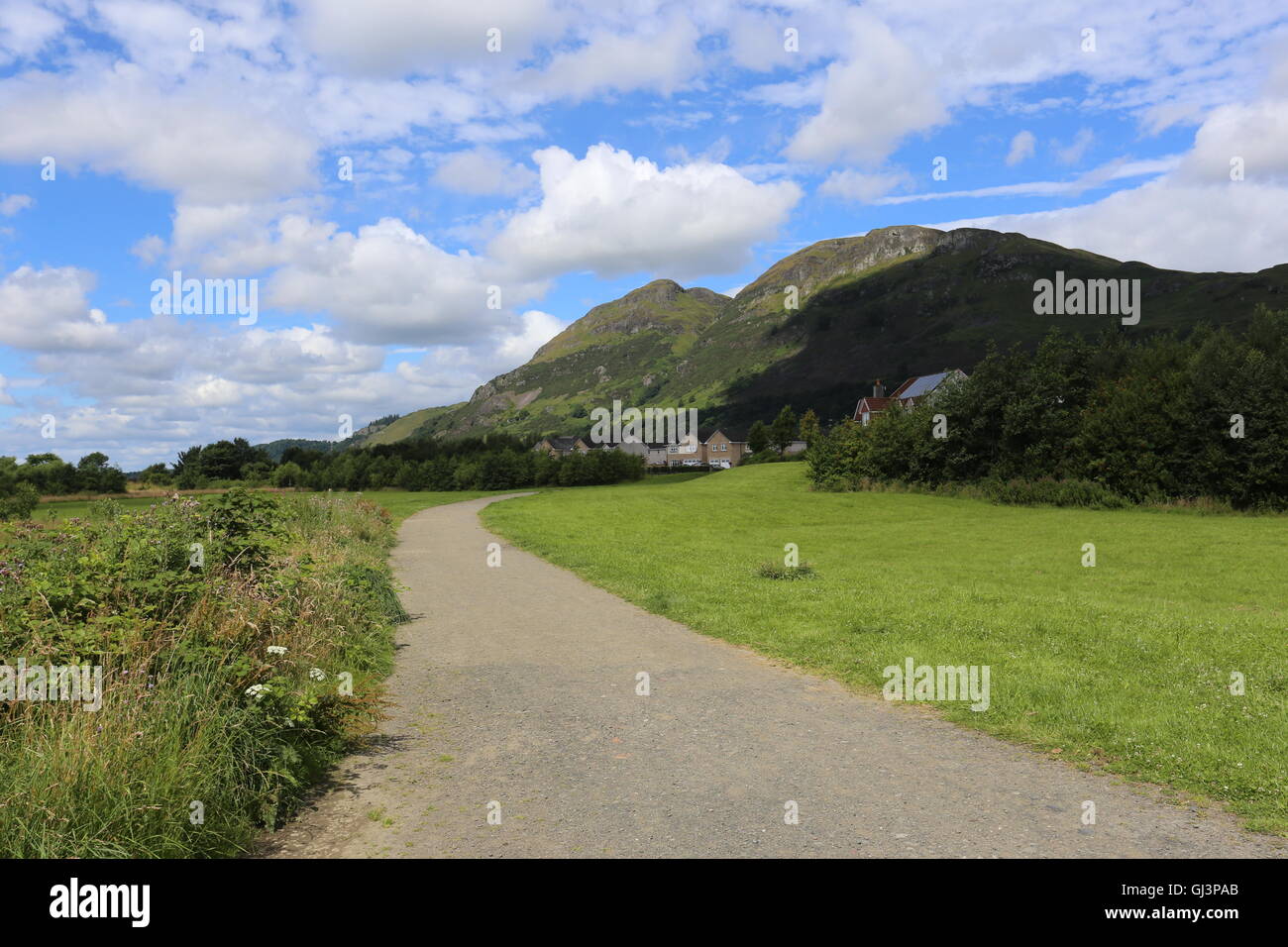 Pista ciclabile a Dumyat Ochil Hills Clackmannanshire Scozia Luglio 2016 Foto Stock