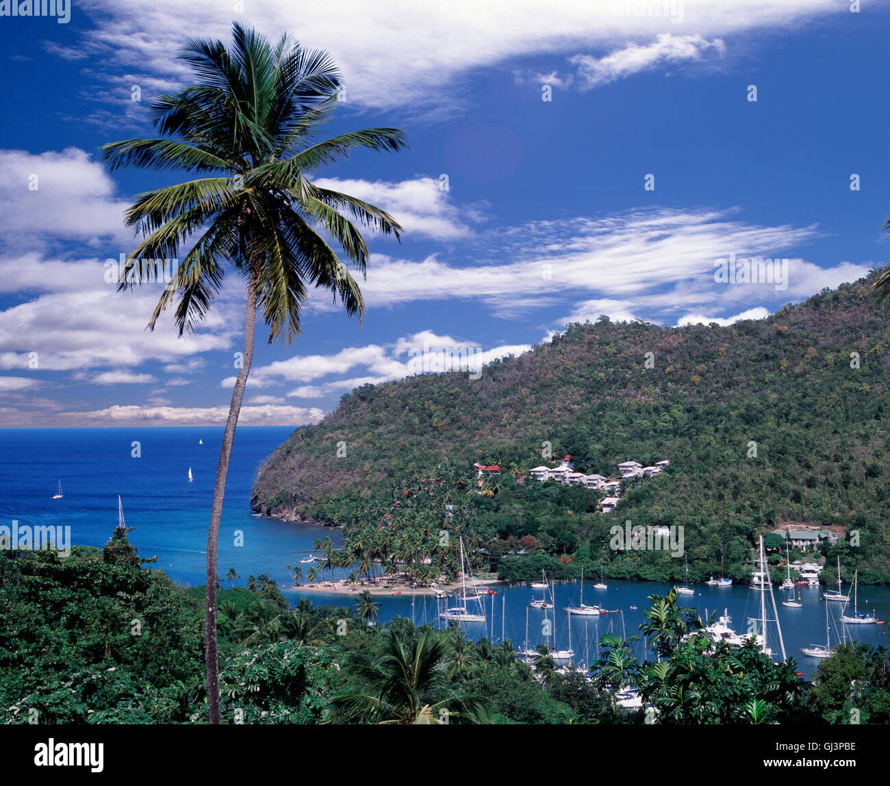 Marigot Bay, St Lucia, il mare dei Caraibi, West Indies Foto Stock