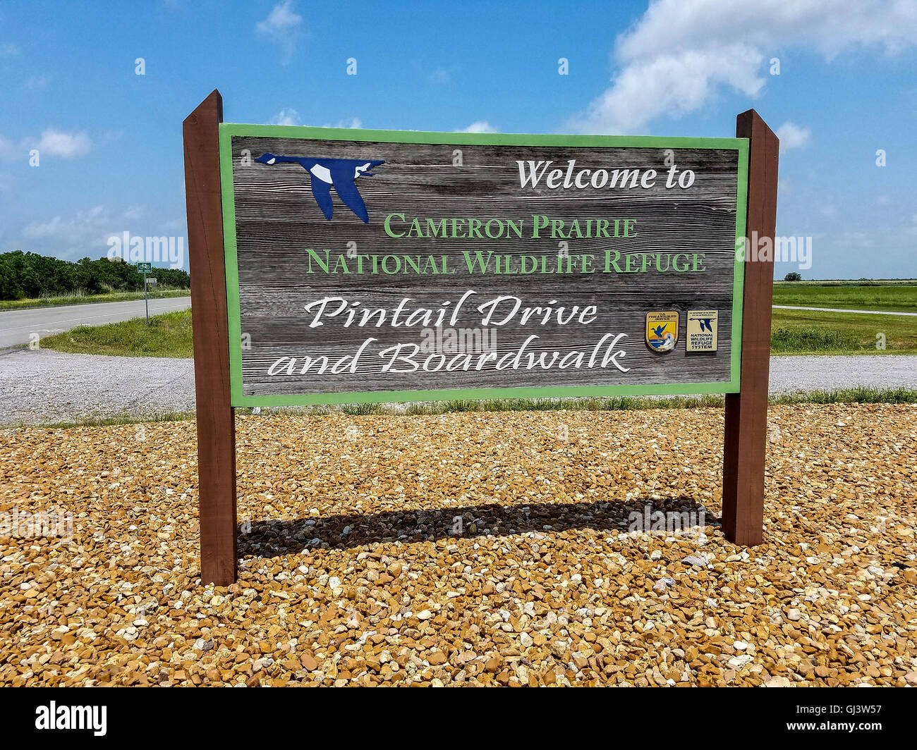 Segno per Cameron Prairie National Wildlife Refuge Pintail Drive. Foto Stock